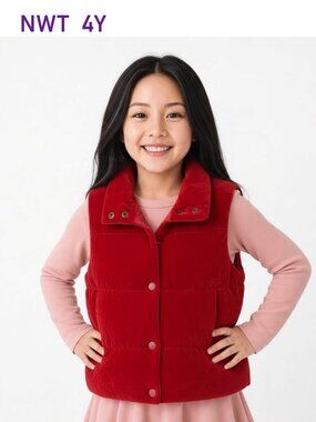 Vignette Red Velvet Parker Vest Casual Fall Layering Light Winter Vest size 4Y